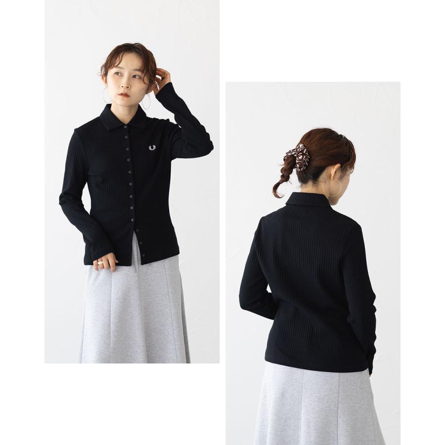 FRED PERRY（フレッドペリー） リブ ボタンスルー 長袖 ポロシャツ
