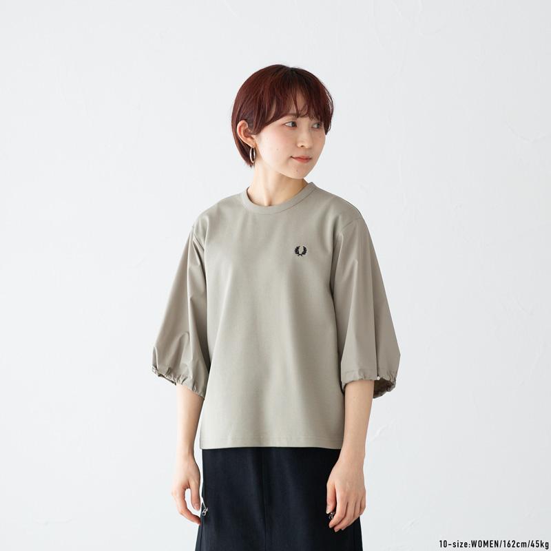 FRED PERRY（フレッドペリー） ギャザード スリーブ ピケ Tシャツ FRED