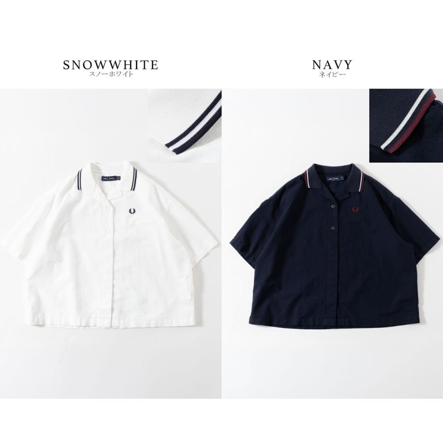 フレッドペリー ティップド プラケット ディテール シャツ オープンカラー FRED PERRY G2177 レディース リラックスフィット 短丈 開襟の画像
