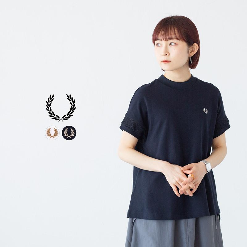 FRED PERRY レーステープルピケ 半袖Tシャツ ネイビー FRED PERRY レーステープルピケ 半袖Tシャツ ネイビー