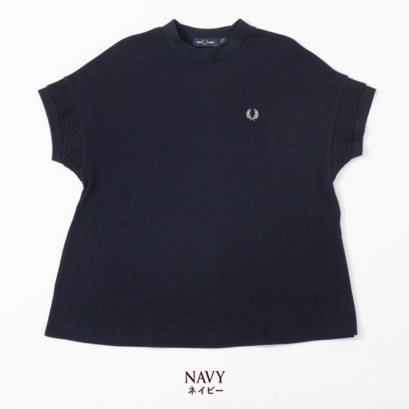 FRED PERRY レーステープルピケ 半袖Tシャツ ネイビー FRED PERRY（フレッドペリー） レース テープ ピケ Tシャツ レディース