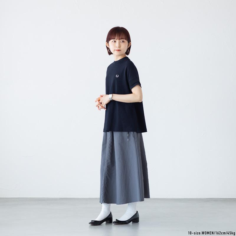 FRED PERRY レーステープルピケ 半袖Tシャツ ネイビー FRED PERRY（フレッドペリー） レース テープ ピケ Tシャツ レディース