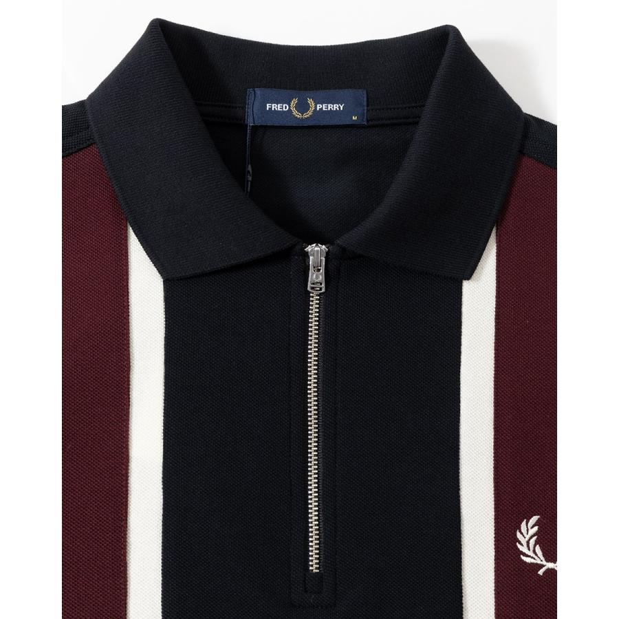 FRED PERRY ストライプベロアシャツ ハーフジップ FRED PERRY（フレッドペリー） トラムライン ポロシャツ M2420 メンズ