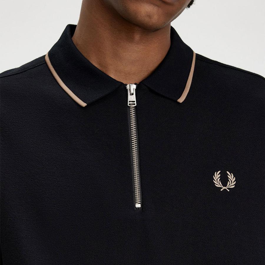 FRED PERRY フレッドペリー ポロシャツ クレープ ピケ ジップ FRED PERRY フレッドペリー ポロシャツ クレープ ピケ ジップ