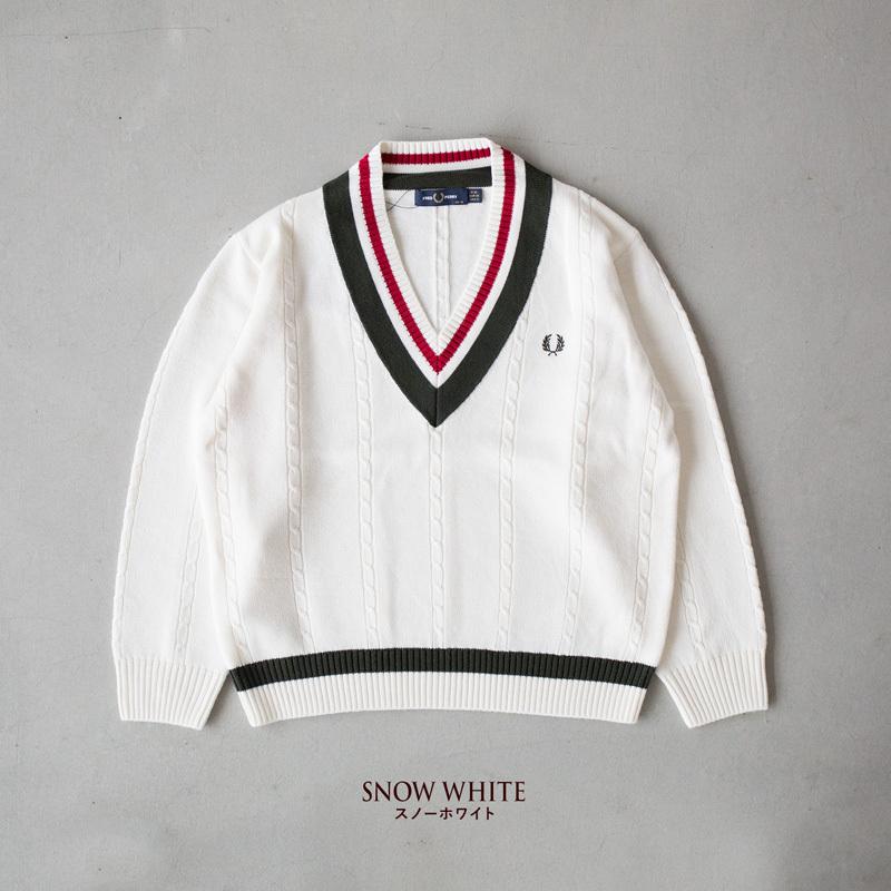 FRED PERRY フレッドペリー レディース Vネック ケーブルニット FRED PERRY フレッドペリー レディース Vネック ケーブルニット
