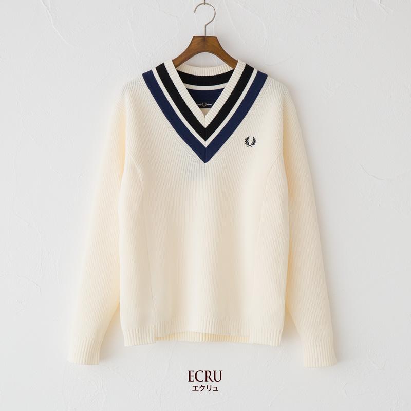 フレッドペリー チルデン セーター K4536 ストライプド Vネック ジャンパー Striped V-Neck Jumper｜cocochiya｜02