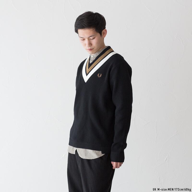 フレッドペリー チルデン セーター K4536 ストライプド Vネック ジャンパー Striped V-Neck Jumper｜cocochiya｜05