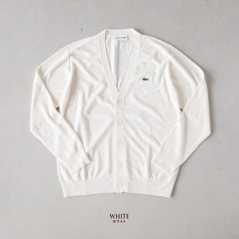 LACOSTE 無縫製 ニット Vネック カーディガン AH661EL ブークレー