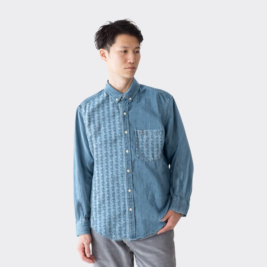 LACOSTE（ラコステ） アシンメトリー モノグラム デニムシャツ LACOSTE