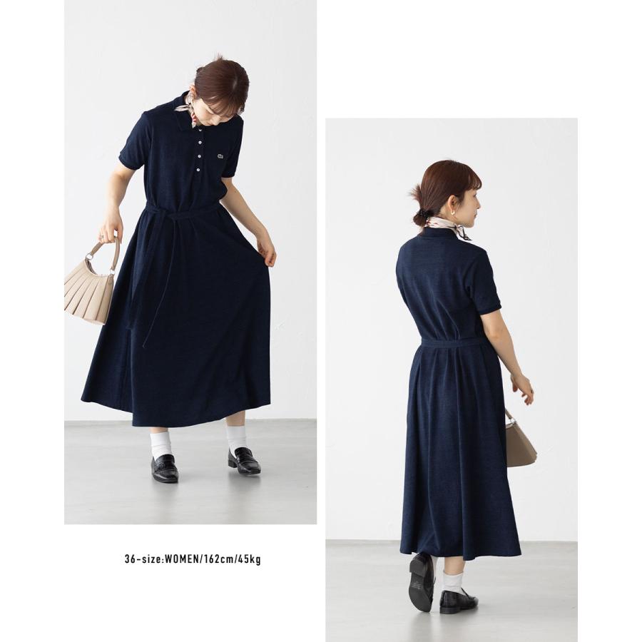 LACOSTE（ラコステ） インディゴ 鹿の子 ポロドレス ロング マキシ