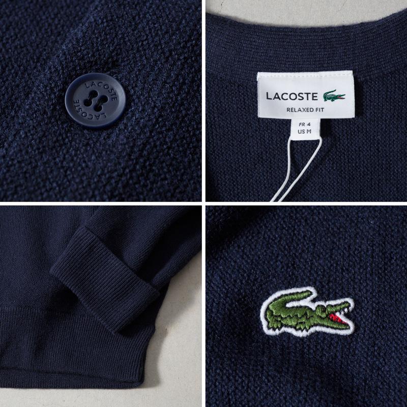 LACOSTE ラコステ ガーター編み Vネック カーディガン AH0397L LACOSTE ラコステ ガーター編み Vネック カーディガン AH0397L