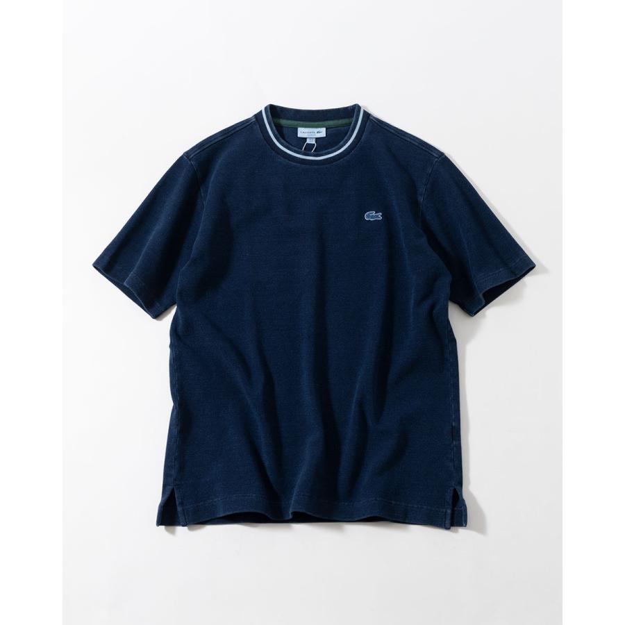 LACOSTE ラコステ 配色 リブニット インディゴ Tシャツ TH019J