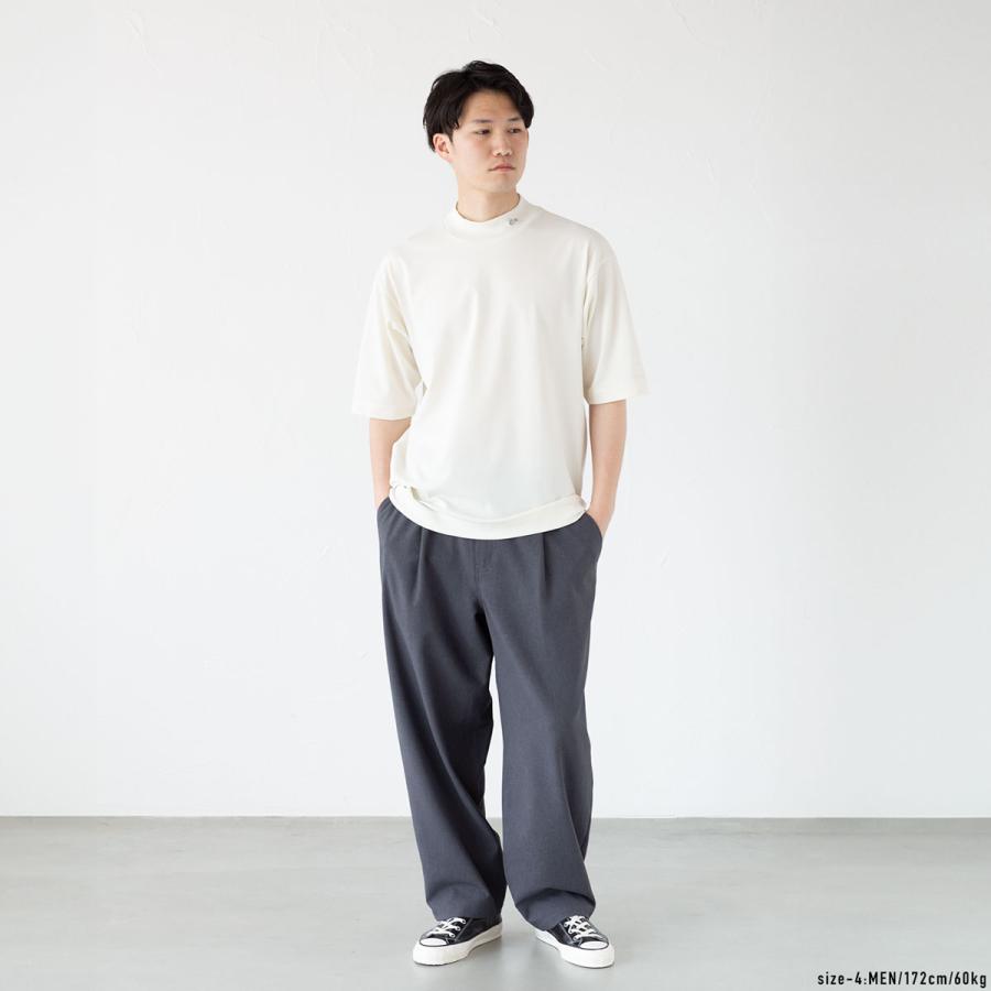 LACOSTE ホワイト ニットＴシャツ ラコステ LACOSTE 5分袖モックネックサマーニットTシャツ