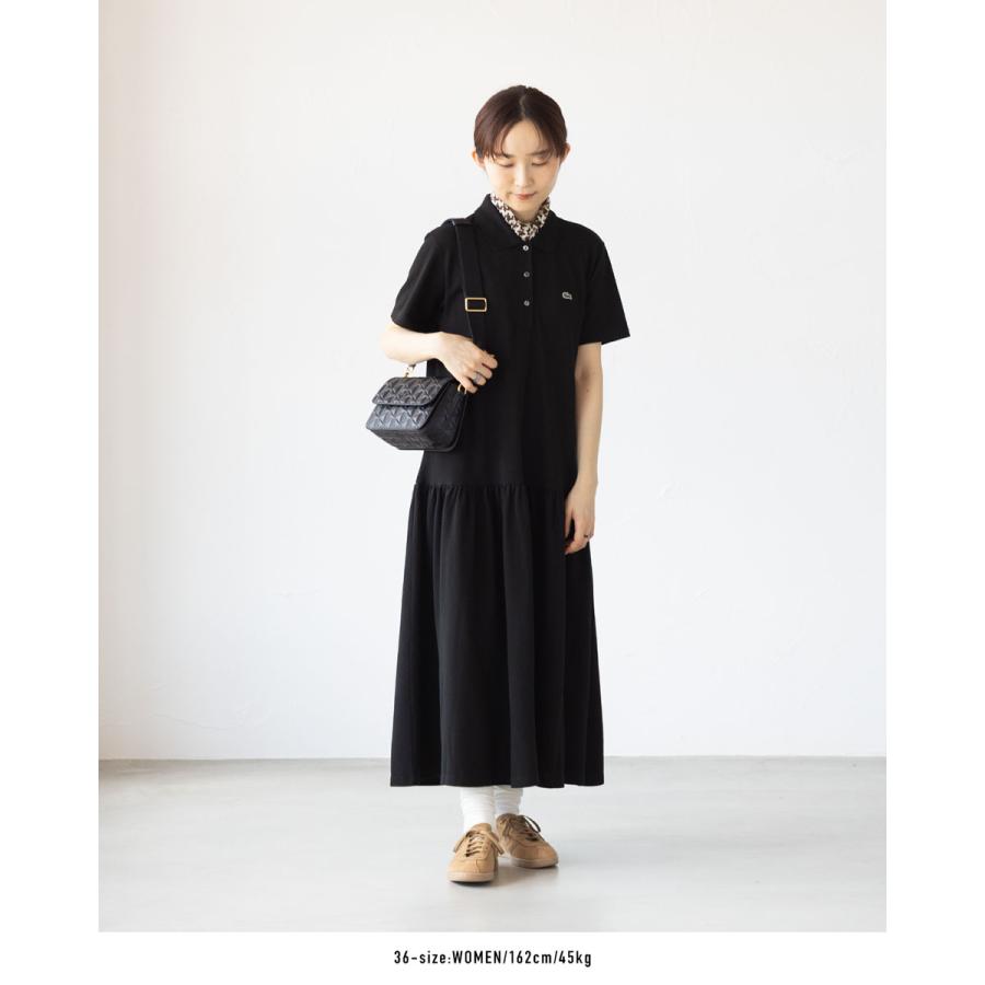 ラコステ　鹿の子地　ロング丈ワンピース　ブラック 楽天市場】ラコステ 鹿の子地マキシ丈ドレス LACOSTE EF024J-99