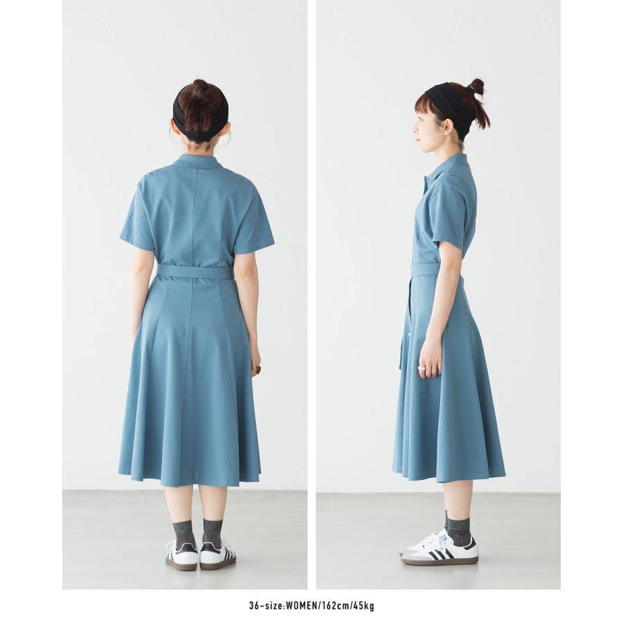 美品♡LACOSTE ラコステ 鹿の子 ポロシャツワンピース ベルト付 40 セール】 インディゴ 鹿の子ポロドレス マキシ丈ワンピース