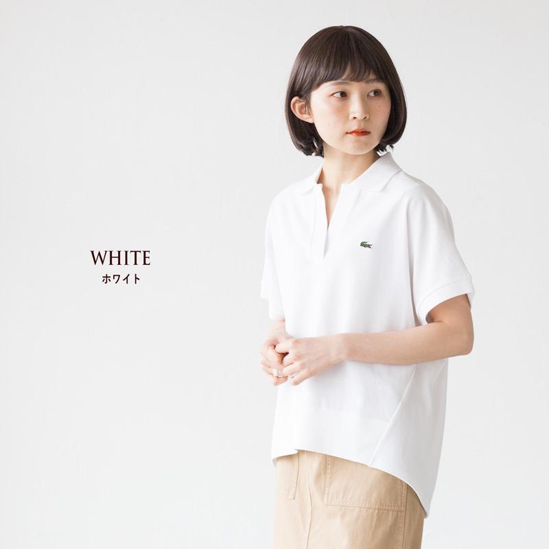 ラコステ スキッパーネック 裾リブ ポロシャツ PF402LJ レディース