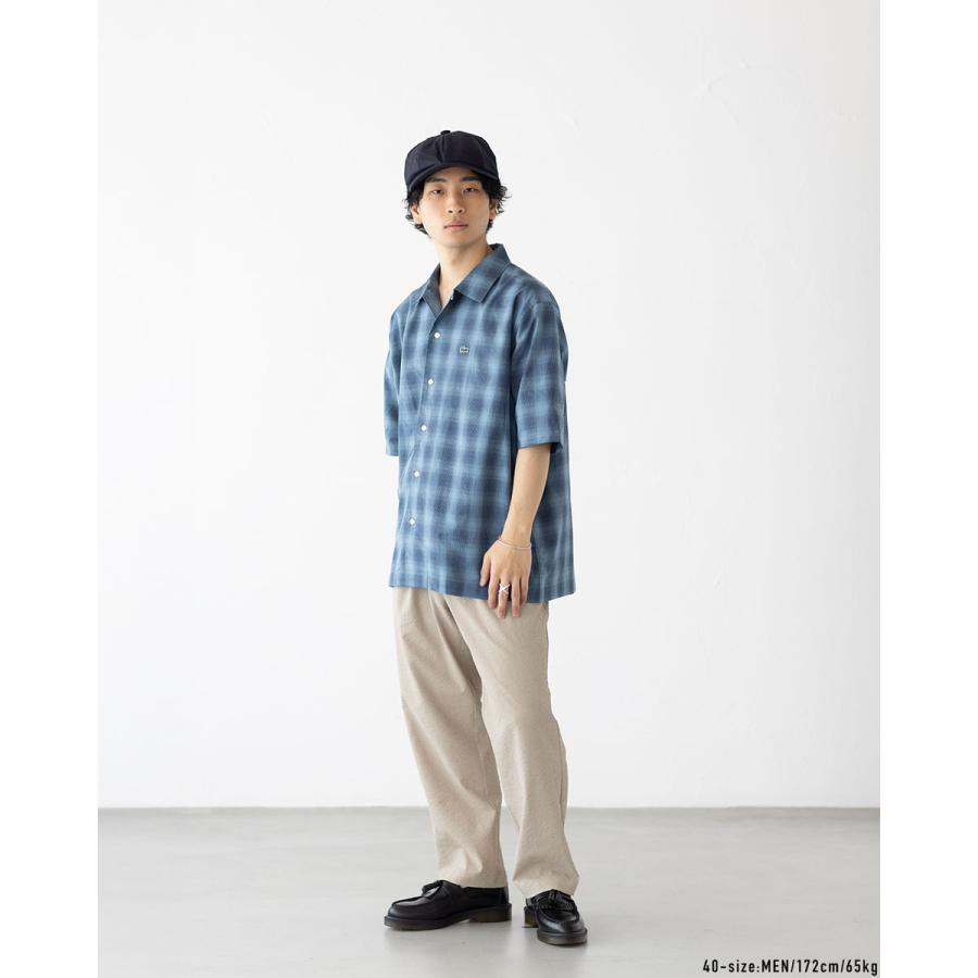 LACOSTE ラコステ リネンブレンド オープンカラー オンブレ
