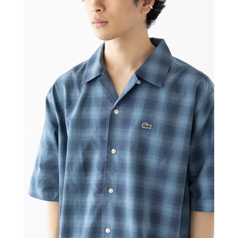 LACOSTE 開襟シャツ LACOSTE シャツ ウルトラドライ オープンカラー総柄シャツ