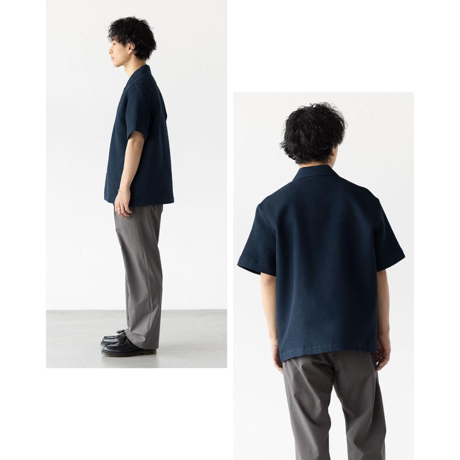 LACOSTE（ラコステ） ワッフル ニット オープンカラー シャツ LACOSTE