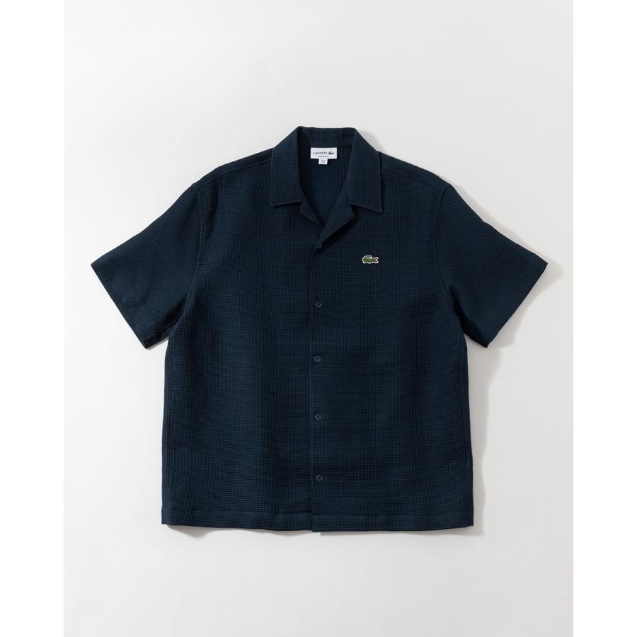 LACOSTE ラコステ ワッフル ニット オープンカラー シャツ