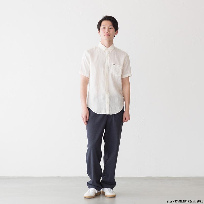 【ラコステ】リネンショートスリーブボタンダウンシャツ メンズ【未使用タグ付き】 ラコステ リネン ショートスリーブ ボタンダウンシャツ CH5666