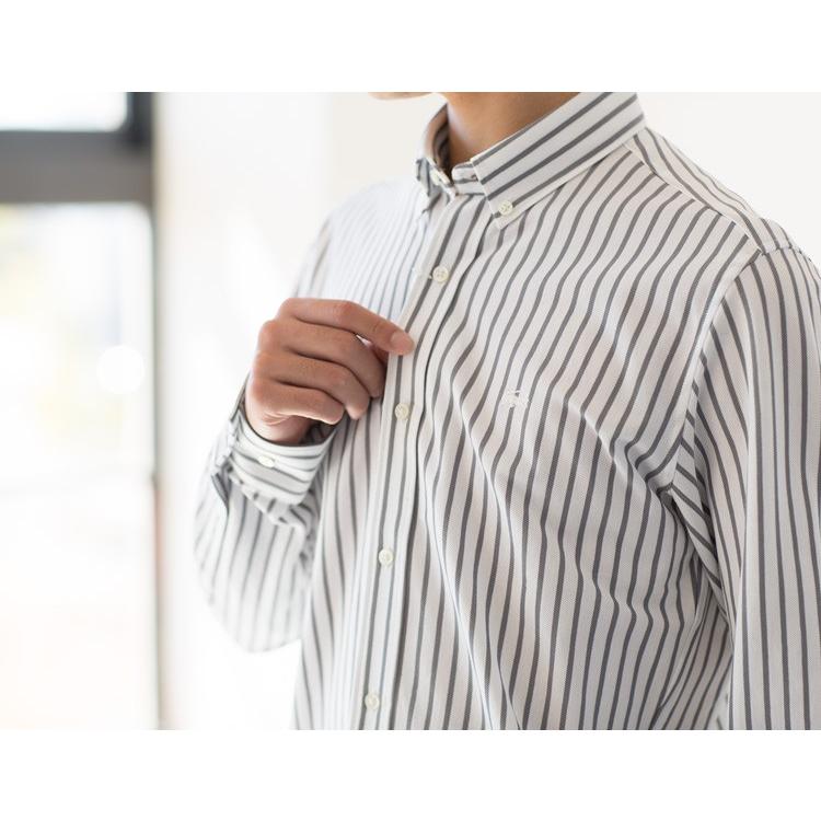 ラコステ ストライプ ピケ ボタンダウンシャツ PH771EL スリムフィット