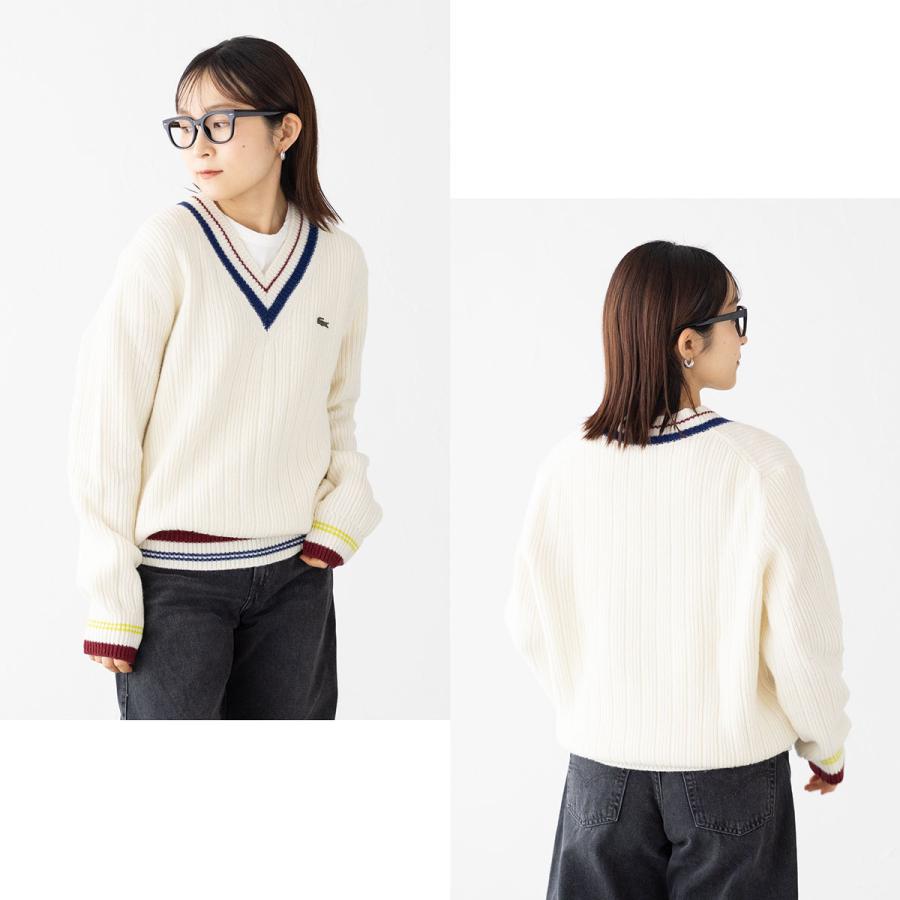 LACOSTE（ラコステ） Vネック リブニット セーター LACOSTE AH3133-10