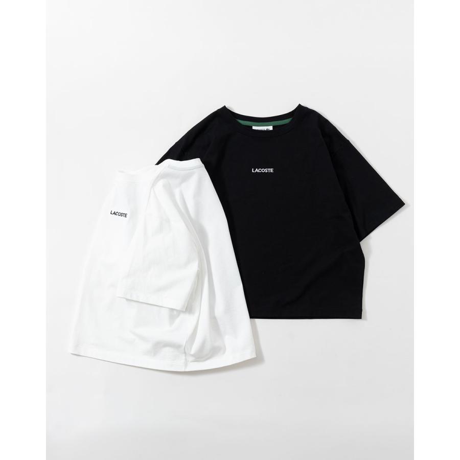 ラコステ ワイド＆ショートネームステッチ  Tシャツ LACOSTE TF016J-99 日本製 レディース フロント刺繍 ５分袖 クロップド丈 | LACOSTE | 12