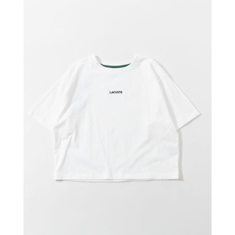 ラコステ ワイド＆ショートネームステッチ  Tシャツ LACOSTE TF016J-99 日本製 レディース フロント刺繍 ５分袖 クロップド丈 | LACOSTE | 13