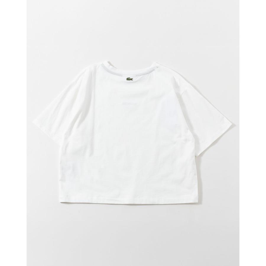 ラコステ ワイド＆ショートネームステッチ  Tシャツ LACOSTE TF016J-99 日本製 レディース フロント刺繍 ５分袖 クロップド丈 | LACOSTE | 14
