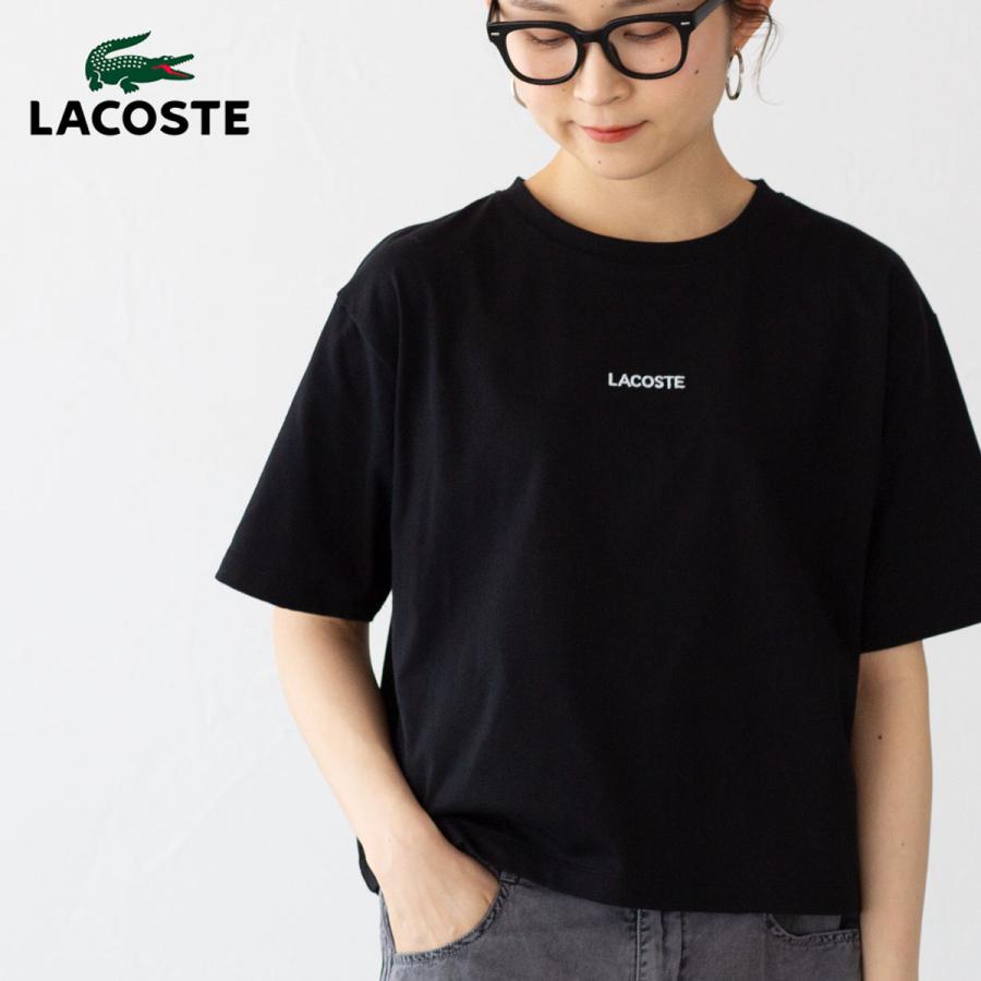 【即完売品】サイズ4 ラコステ モスラ Tシャツ LACOSTE ブラック LACOSTE（ラコステ） ワイド＆ショートネームステッチ Tシャツ LACOSTE