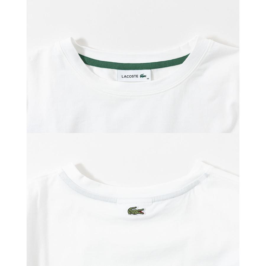 ラコステ ワイド＆ショートネームステッチ  Tシャツ LACOSTE TF016J-99 日本製 レディース フロント刺繍 ５分袖 クロップド丈 | LACOSTE | 10