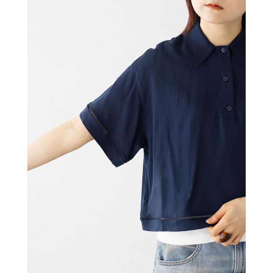 LACOSTE（ラコステ） リヨセル×リネン ブレンドツイル ポロシャツ 短丈