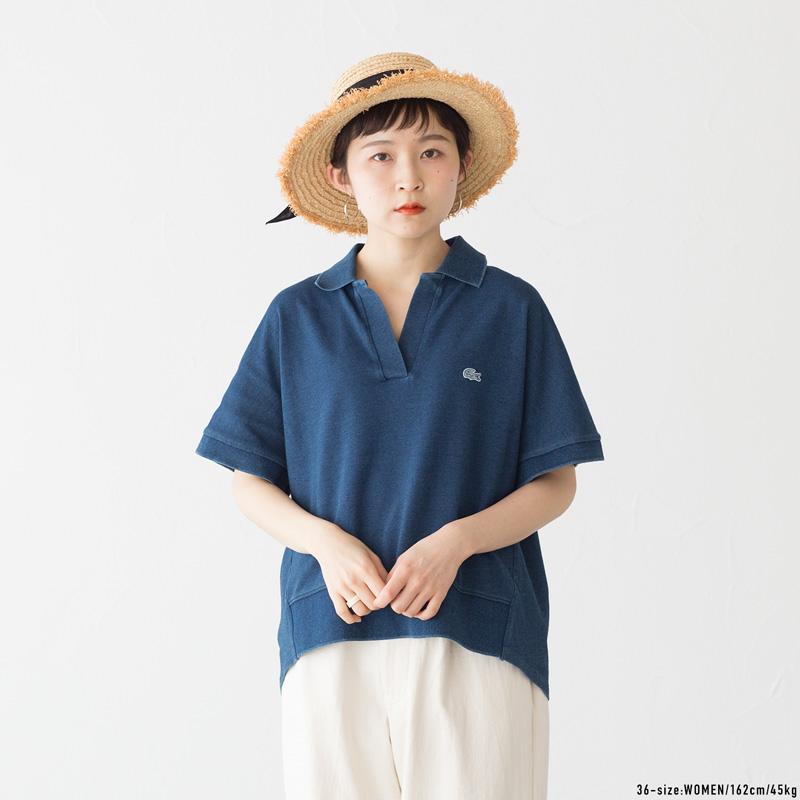 LACOSTE ラコステ インディゴ スキッパー ネック ポロシャツ LACOSTE ラコステ インディゴ スキッパー ネック ポロシャツ