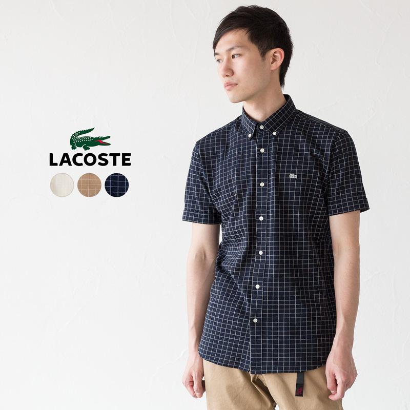 ラコステ ウィンドウペン ビズポロシャツ PH763EL 半袖 ボタンダウン