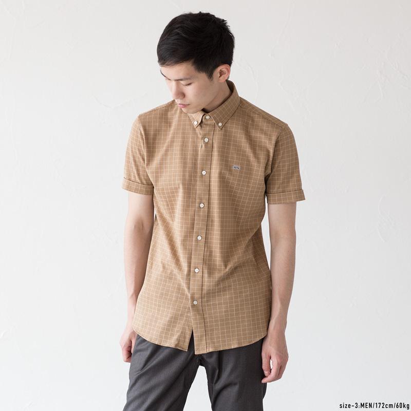 ラコステ ウィンドウペン ビズポロシャツ PH763EL 半袖 ボタンダウン