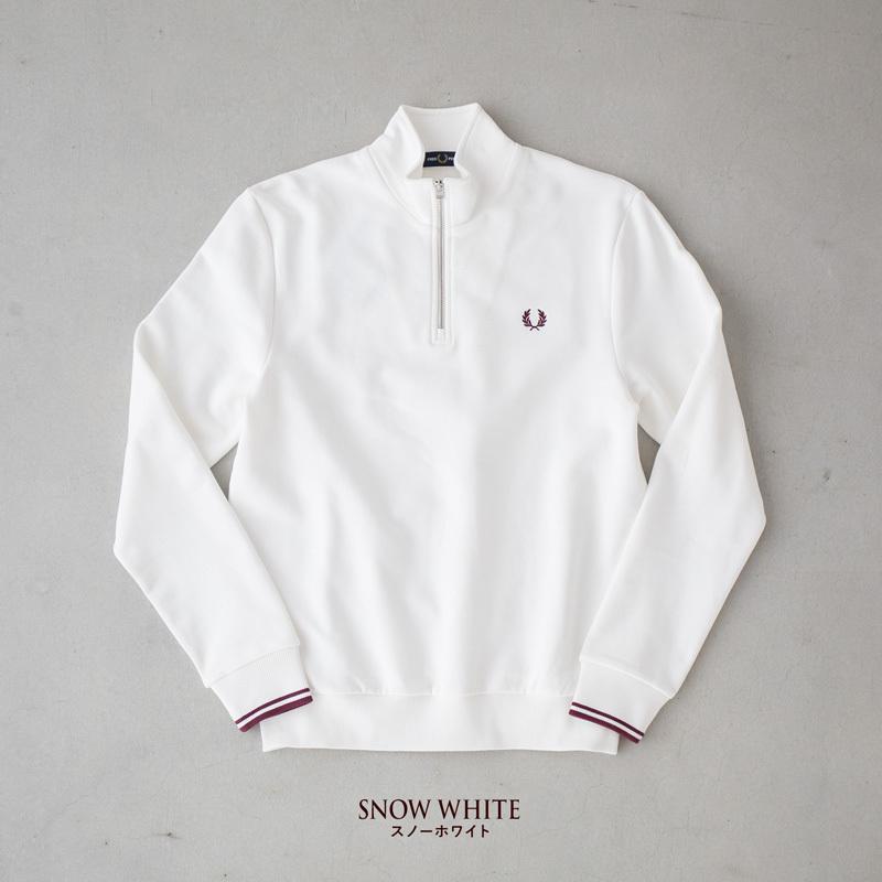 フレッドペリー ハーフジップ トレーナー スウェット ホワイト FRED PERRY フレッドペリー ハーフジップ スウェットシャツ