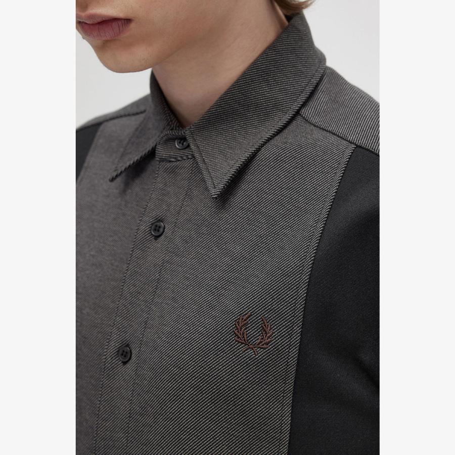 FRED PERRY フレッドペリー パネルド ツイル シャツ M6649 FRED PERRY フレッドペリー パネルド ツイル シャツ M6649