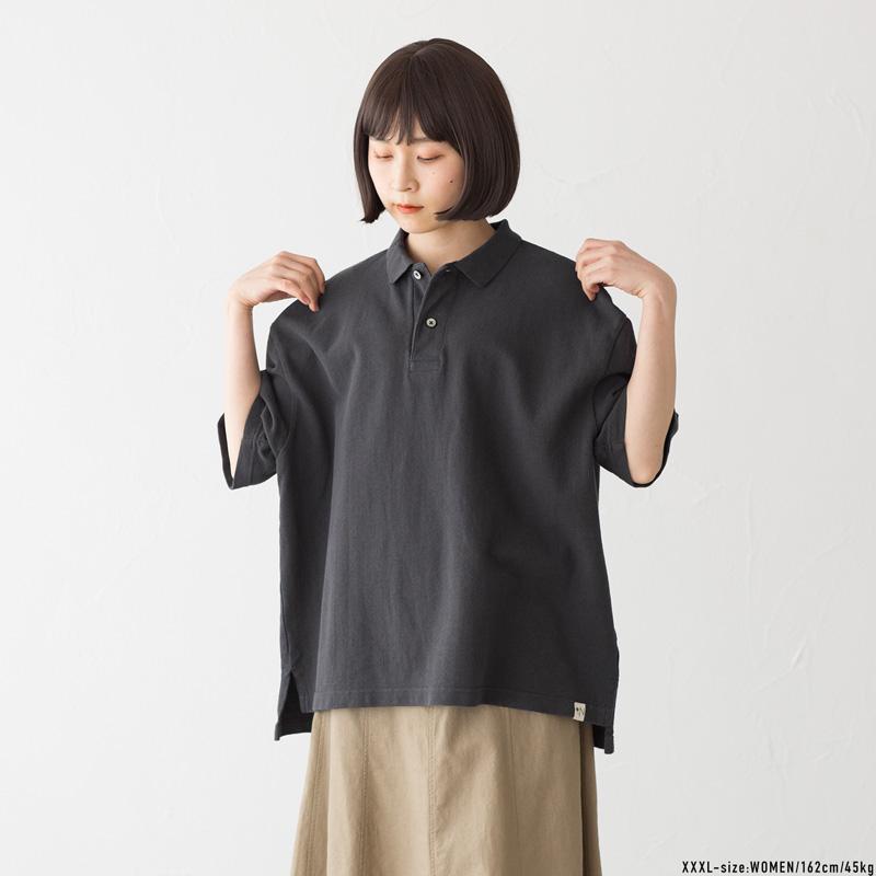 NACKIYÉ ネイビーリブ編み五分袖ポロシャツ NACKIYÉ ネイビーリブ編み五分袖ポロシャツ - メルカリ