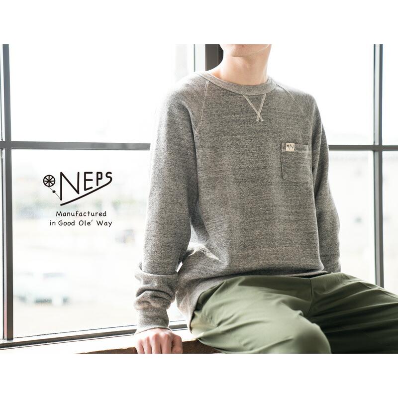 NEPS ネップス 吊り編み ポケット付 クルーネック スウェット シャツ