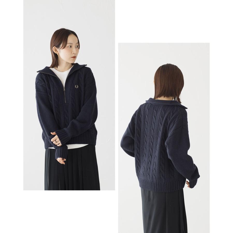 FRED PERRY フレッドペリー ハーフジップ ケーブル ニット
