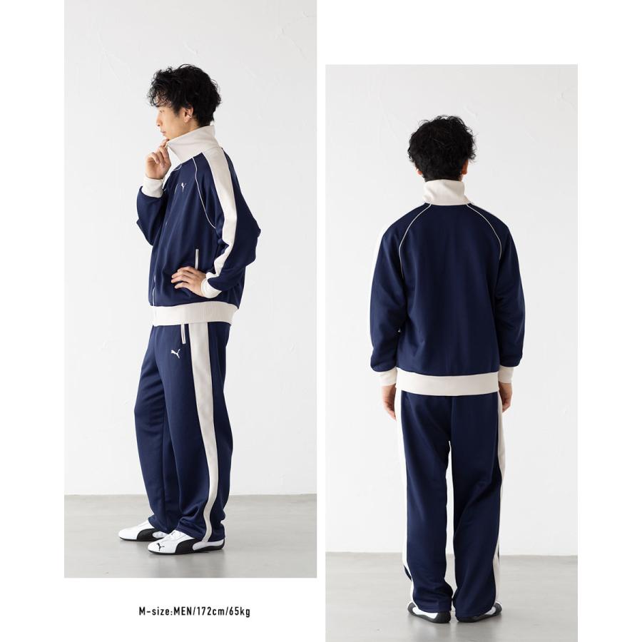 新品PUMAトラックジャケットパンツジャージ刺繍ロゴ 紺✕白Ｌ〜O日本製 PUMA プーマ ジャージ ユニセックス T7 トラックジャケット JP