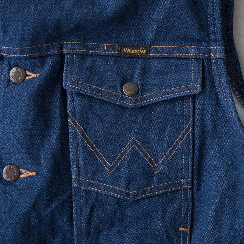 Wrangler（ラングラー） デニム シェルパ ベスト [14オンス ブロークン