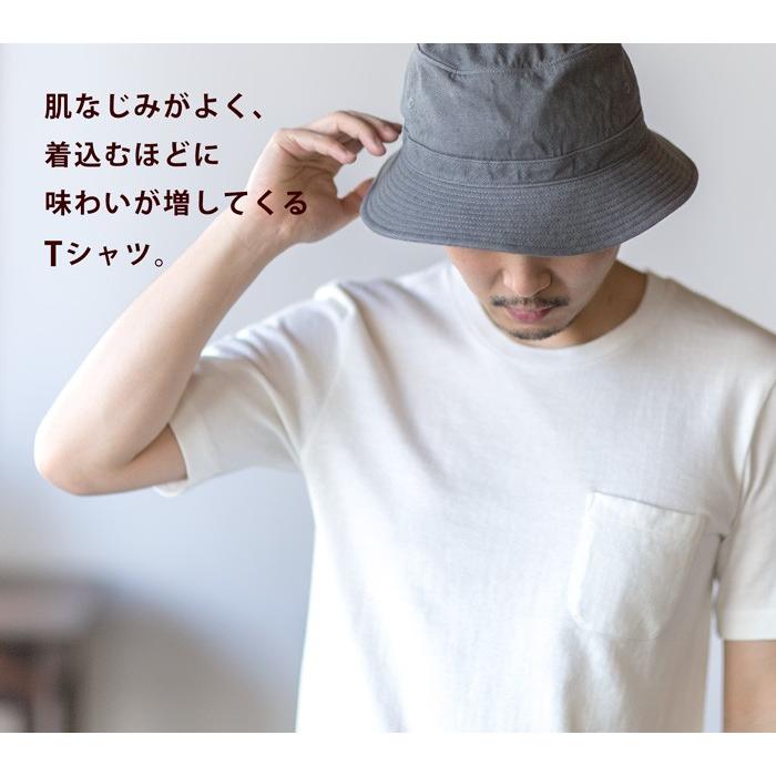 吊り編み 熟成コットン ポケット Tシャツ 日本製 半袖 ポケT メンズ