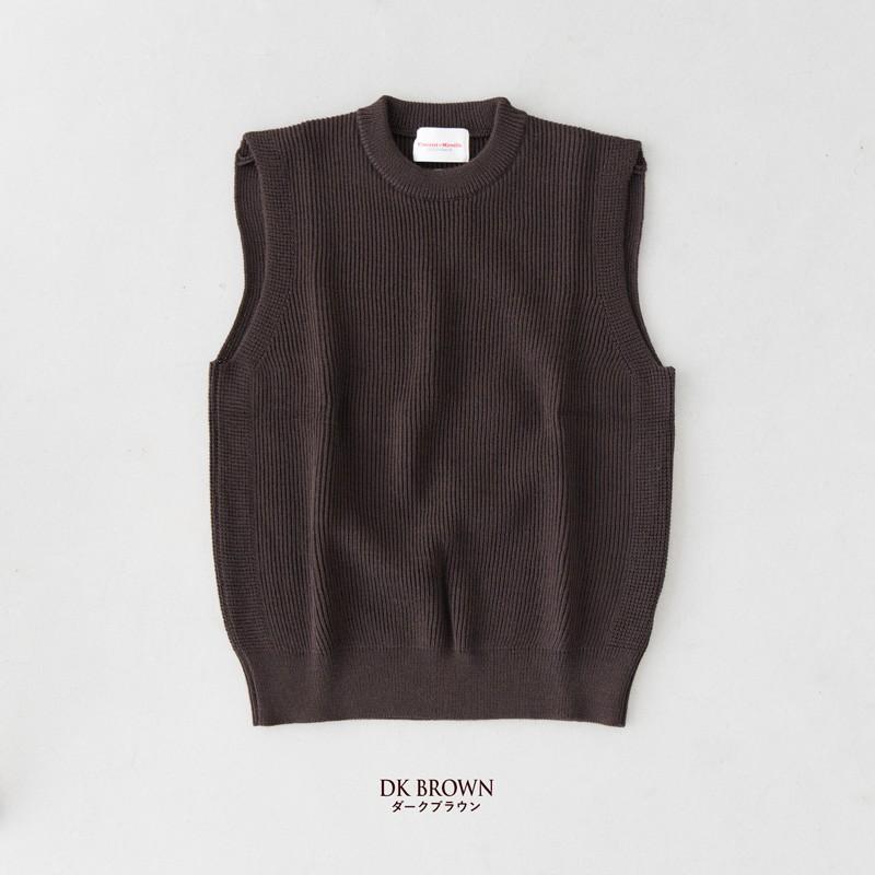 ヴァンソンエミレイユ クルーネック 畦編み ベスト VM202WA13021