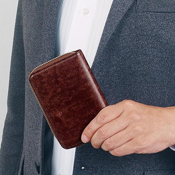 本革スマート財布 送料無料 メンズ 二つ折り財布 財布 スマート財布 高級 男性 牛革 本革 イタリアンレザー 日本製 国産 カード入れ |  | 02