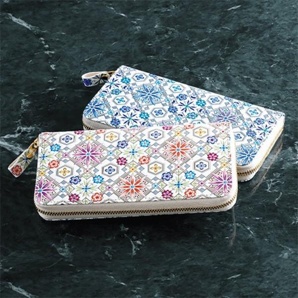 浅草文庫　友禅財布〜花菱〜 送料無料 お財布 長財布 女性 和装 扇マチタイプ はなびし 江戸小紋 友禅 |  | 01