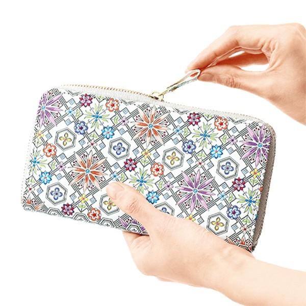 浅草文庫　友禅財布〜花菱〜 送料無料 お財布 長財布 女性 和装 扇マチタイプ はなびし 江戸小紋 友禅 |  | 02