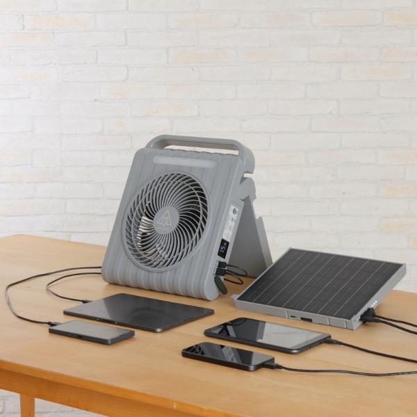 ソーラー扇風機MAX アウトドア 防災 充電式・コードレス ソーラーパネル搭載 太陽光で発電 モバイルバッテリー 防水 防災製品等推奨品 |  | 10