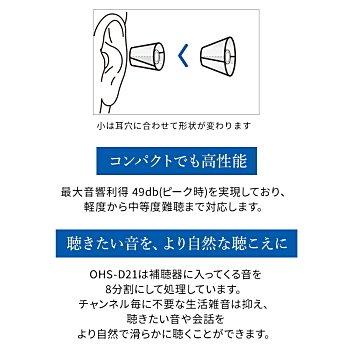 【両耳セット品】デジタル 補聴器 音がクリア ONKYO OHS-D21R/L 耳穴式 医療機器認証品 電池付 コンパクト ハウリング抑制 集音器 オンキョー 右耳 左耳｜cococross｜07